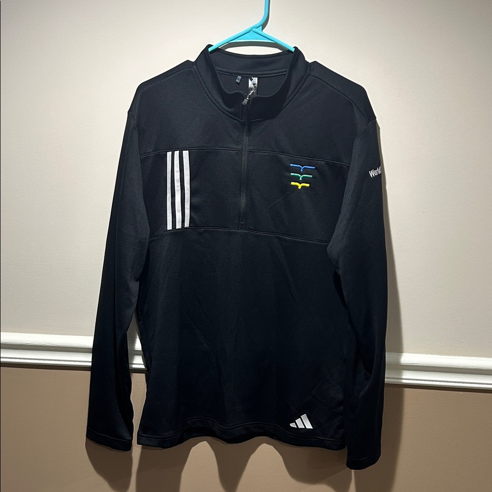 Adidas Black Quarter-Zip Top with White Stripes